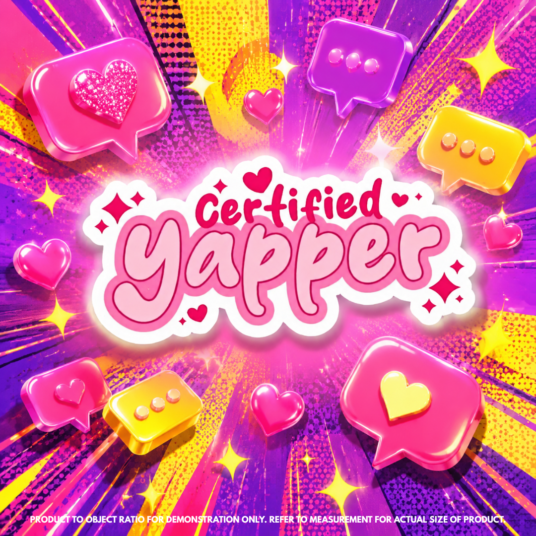"Certified Yapper" vinyl sticker on laptop – neurodivergent and mental health humour
