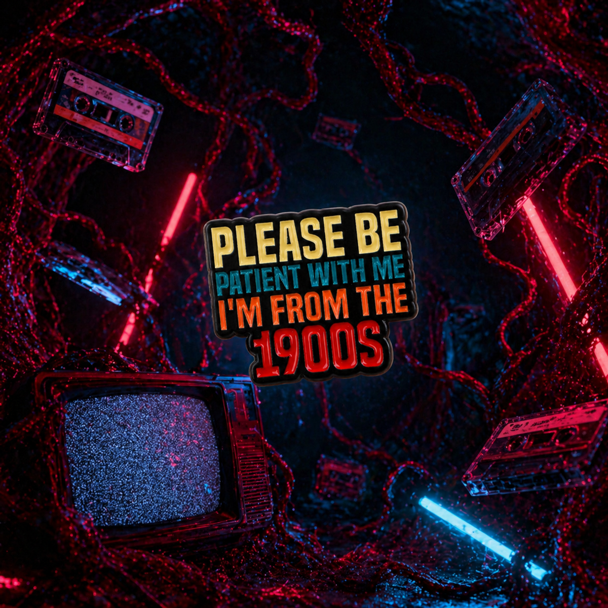 "Please be patient, I'm from the 1900s" - Enamel Pin (Funny Millennial Identity Badge)